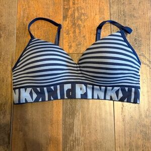 Victoria’s Secret PINK light blue & navy striped wear everywhere bra size small